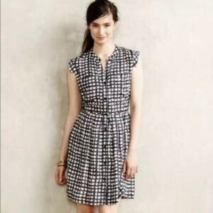 Anthropologie Black and White Checkered Midi Dress